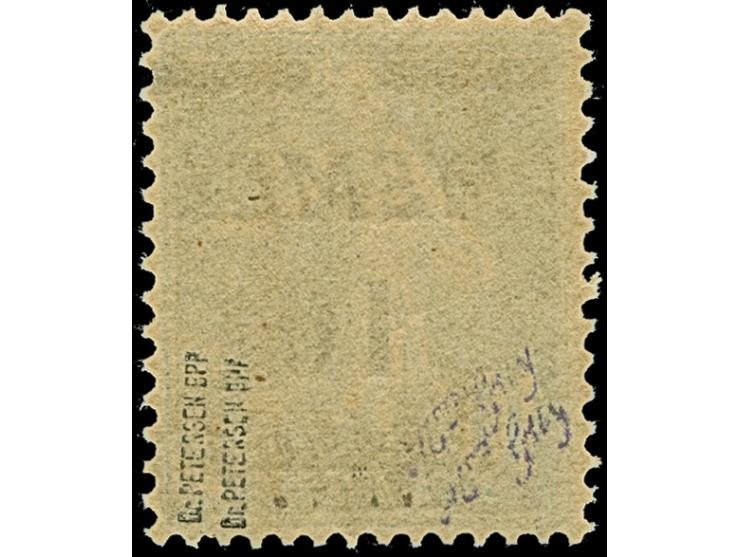 1922, M. auf 10 Pfennig auf 10 Centime dunkelopalgrün, mit klarem Doppeldruck, postfrisch, tadellos, u.a. sign. Dr. Petersen 