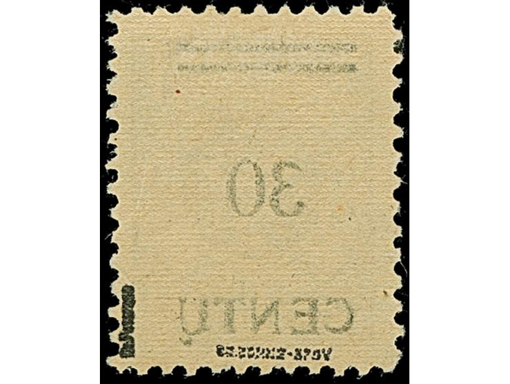 1923, Neue Währungsbezeichnung 30 Centu auf 500 Mark, Probeaufdruck mit Strichen statt Balken über den Wertziffern, Aufdruckt