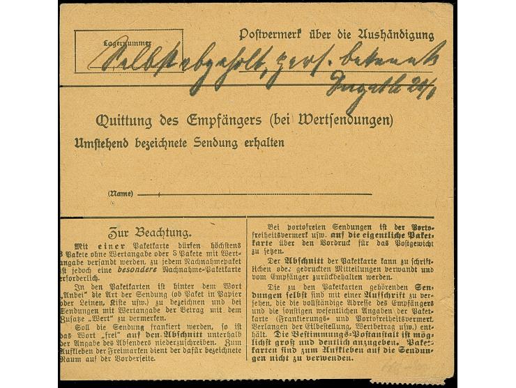 1920, Germania 5 Pfennig opalgrün, 20 Pfennig ultramarin und 50 Pfennig graulila/schwarz auf mittelchromgelb, je farbfrisch, 