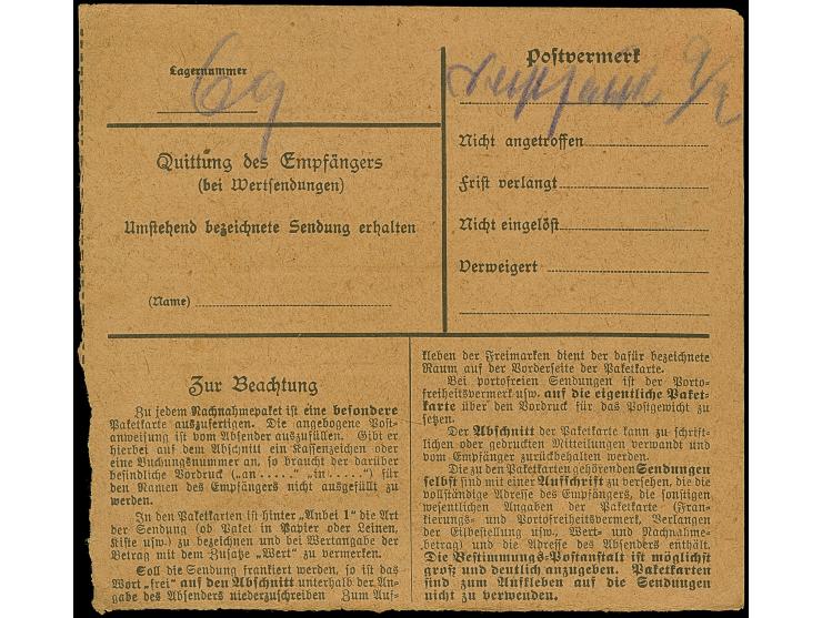 1920, Germania 1 Mark rot, farbfrisch, sauber mit Stempel “MEMEL 6.2.20” auf Nachnahmekarte nach Bahoren mit Ankunftsstempel,