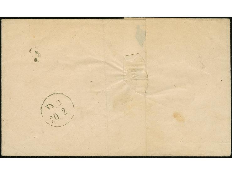 1 Kr. auf olivgrau und 2 Einzelwerte 3 Kr. auf dunkelblau, guter Taxis-Schnitt, mit zweimal sauber aufgesetztem L1 "Offenbach