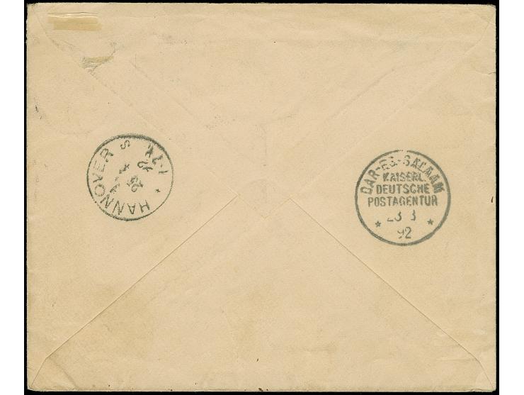 20 Pfg. ultramarin mit zentrischem Stempel "TANGA 21/3 92" auf Briefkuvert mit vorderseitigen Absendervermerk "Dr. Carl Peter