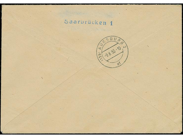 1950, Europarat 25 und 200 F., auf FDC von “SAARBRÜCKEN 3 8.8.50” nach Augsburg mit Ankunftsstempel, einwandfrei, Fotoattest 