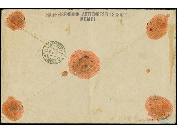 1923, Angliederung des Memelllandes an Litauen 1 Litas auf 3000 Mark, zwei Einzelwerte zusammen mit litauischer Zufrankatur m