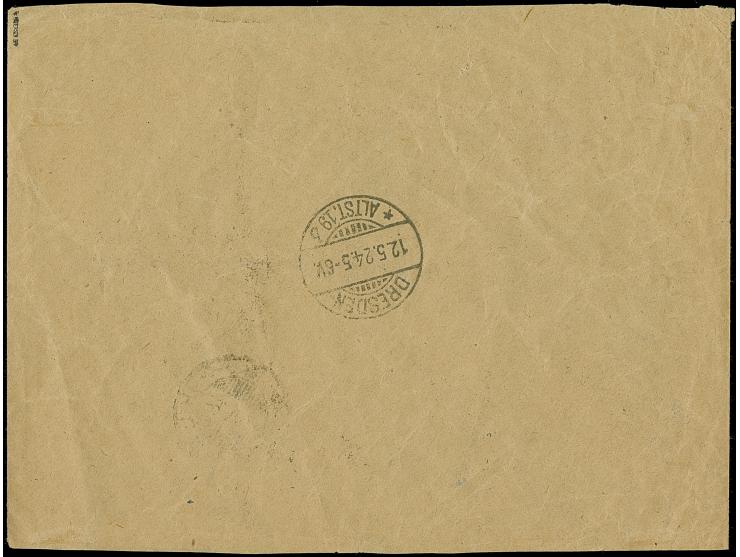 1923, 10 Centu auf 25 Mark auf 10 Centu grünlichblau, zwei Einzelmarken sowie 30 Centu auf 400 Mark auf 1 Litas, 1 Wert zu 10