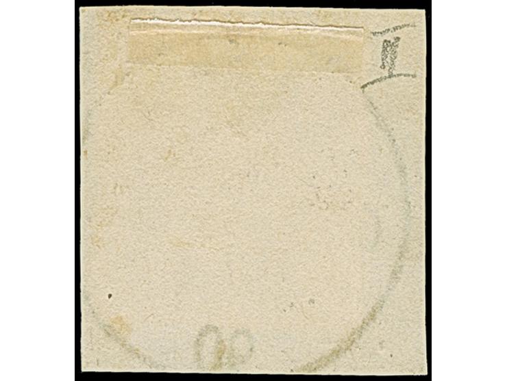 20 Pfennig ultramarin mit zentrischem Stempel "LAMU 25/4 90" auf Briefstück.&nbsp;