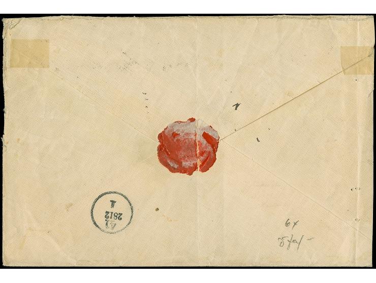 50 Pfg. oliv im waagerechten Paar und 20 Pfg. dunkelultramarin im senkrechten Paar, mit einzeln sauber aufgesetztem "LAMU 26/