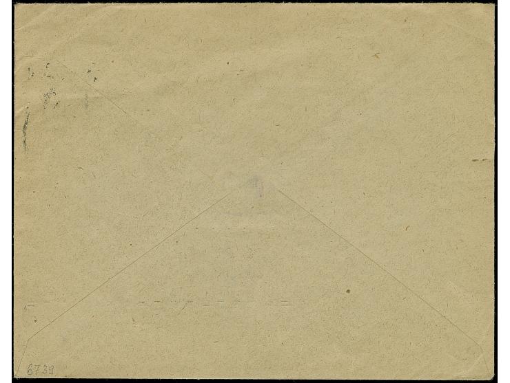 1920, Germania 5 Pfennig schwärzlichbläulichgrün, waagerechtes Paar, mit Zufrankatur mit Stempel “MEMEL 6.8.20” auf portogere