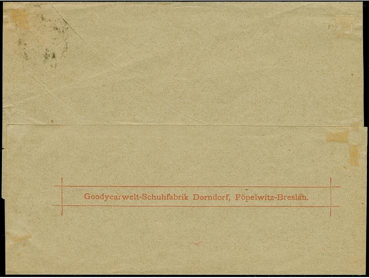 Courier: 1897, 10 Pfg. dunkelviolettblau mit rotem Strich als 1 Pfg.-Marke mit Stempel “COURIER BRESLAU 16…97” auf Drucksache