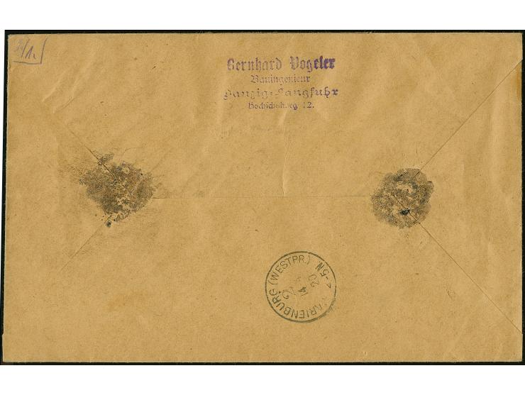 1920, Germania 50 Pfennig auf mittelchromgelb, Feld 19, mit Zufrankatur, je farbfrisch und meist gut gezähnt, sauber mit Stem