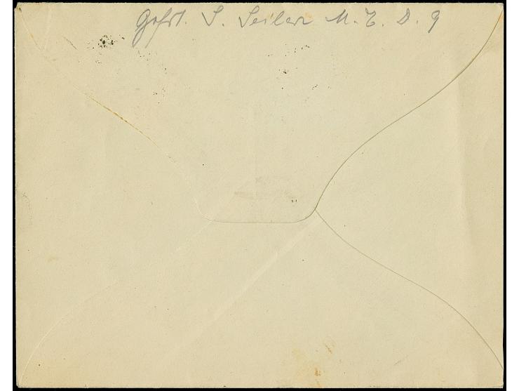 1918, 5 Bani mit schwarzem Aufdruck, mit Zufrankatur Germania 10 Pfennig rot und 15 Pfennig violett, sauber mit Stempel “BUKA