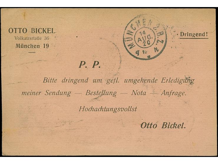 1920, Aufdruckausgabe im Hochoval 15 Pfennig karminbraun mit Zufrankatur mit Stempel “ALLENSTEIN 12.8.20” auf eingeschriebene