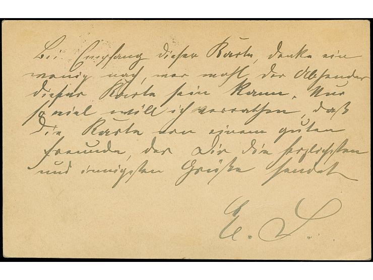 Merkur: 1900, Ganzsachenkarte Abschied 3 Pfg. karminrot mit Stempel “MERKUR. 31.3.00” mit viel Text im Ortsverkehr befördert,