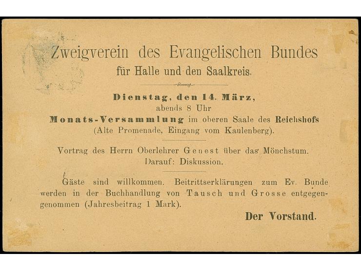 Courier: 1893, 2 auf 3 Pfg. mit violettem Aufdruck in Type I, mit Stempel “COURIER 13.3.93” auf Drucksachenkarte mit rückseit