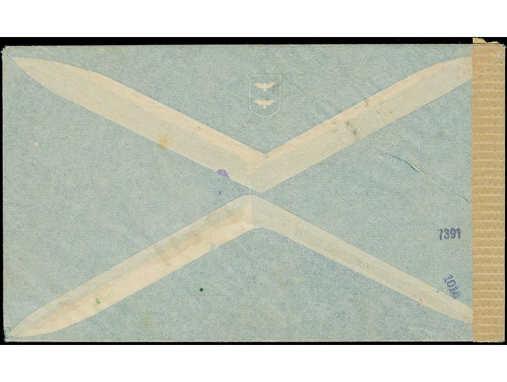 1943, 2-5 Qind und 15-25 Qind, sauber mit Stempel “TIRANE 29.7.44” auf überfrankiertem Luftpostbrief nach Werdau in Sachsen, 