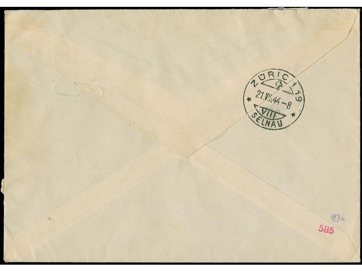 1943, 65 Qind, sauber mit Stempel “TIRANE -3- VIII-44” auf R-Brief, abgesandt von der Deutschen Gesandschaft in Tirana, neben