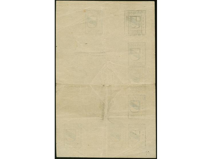 30 Kopeken, Zeichnung des Bogenschemas mit insgesamt 20 Feldern unter Verwendung der Druckplatte aus der 3. Druckperiode. Obe
