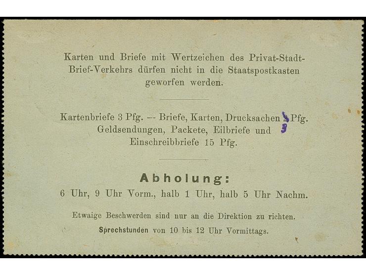 Privat-Brief-Verkehr (Schmidt/Farrenkopf &amp; Fritz): 1898, Ganzsachen-Kartenbrief Bamberg 3 Pfg. mit handschriftlich geände