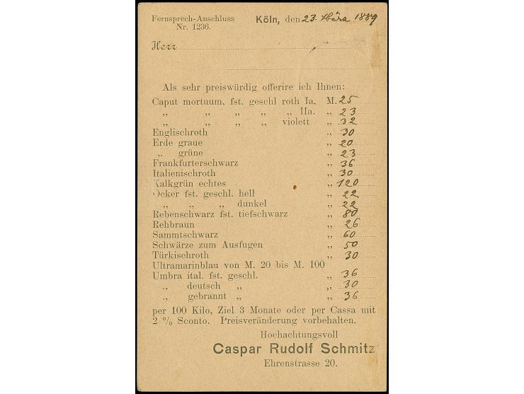 Circular-Beförderung: 1889, 1 Pfg. dunkelgraubraun mit violettem Stempel “26.11.(89)” auf Postkarte mit rückseitig gedruckter