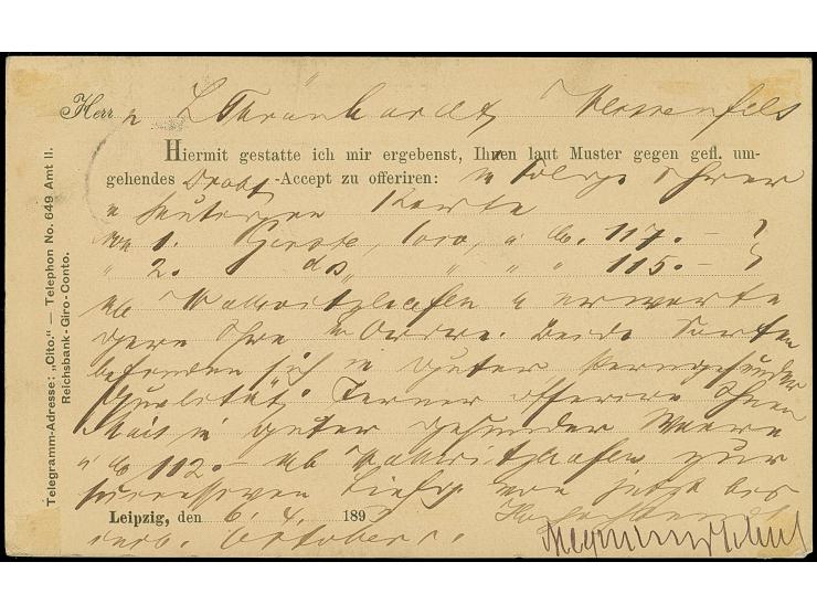 Courier: 1892, 3 Pfg. graublau, Randstück mit Stempel “LEIPZIG LPZ.-COURIER 7.IV.93” auf Drucksachenkarte der Firma Sigmund C