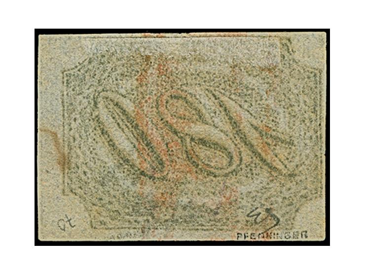 1844/46, Inclinados 180 r. black, ample to large margins, used by red boxed handstamp, very fine, signed Pfenninger
