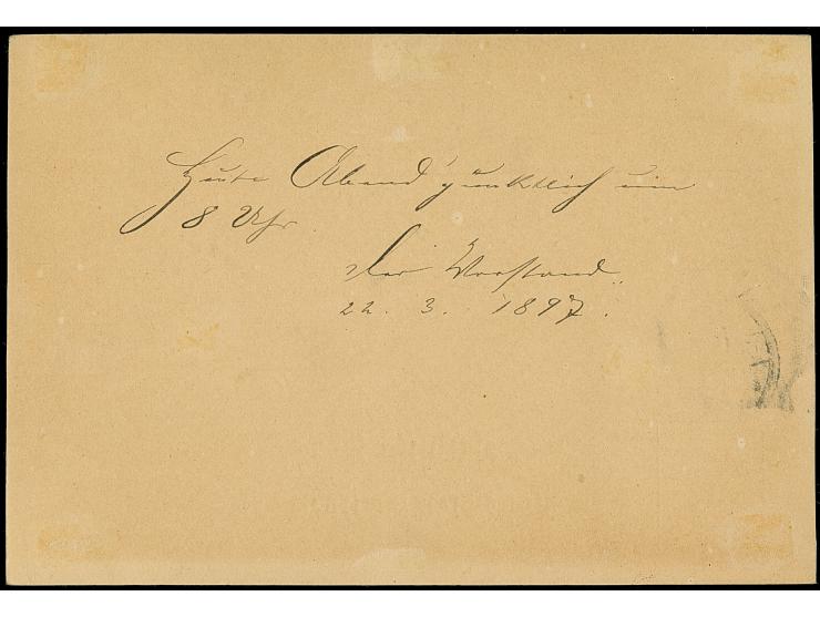 Hansa: 1897, Kaiser Wilhelm I. 3 Pfg. mit Stempel “HANSA 33.4.97” auf Postkarte mit Grußtext in einwandfreier Erhaltung