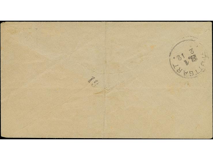 Privat-Stadtpost: 1886, Ganzsachenumschlag 3 Pfg. mit nebengesetztem Stempel der Württembergischen Staatspost “STUTTGART P.A.