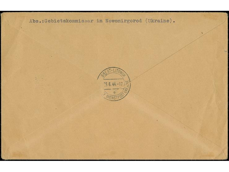 18 Pfennig Nowo Mirgorod, waagerechtes Paar vom rechten Bogenrand mit Dienstsiegelentwertung auf echt gelaufenem R-Brief der 