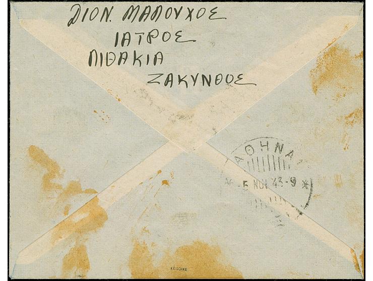 1943, 25 Centesimi grün und 50 Centesimi schwarzviolett, je mit schwarzem Aufdruck bzw. lilarotem Aufdruck, sauber mit Stempe