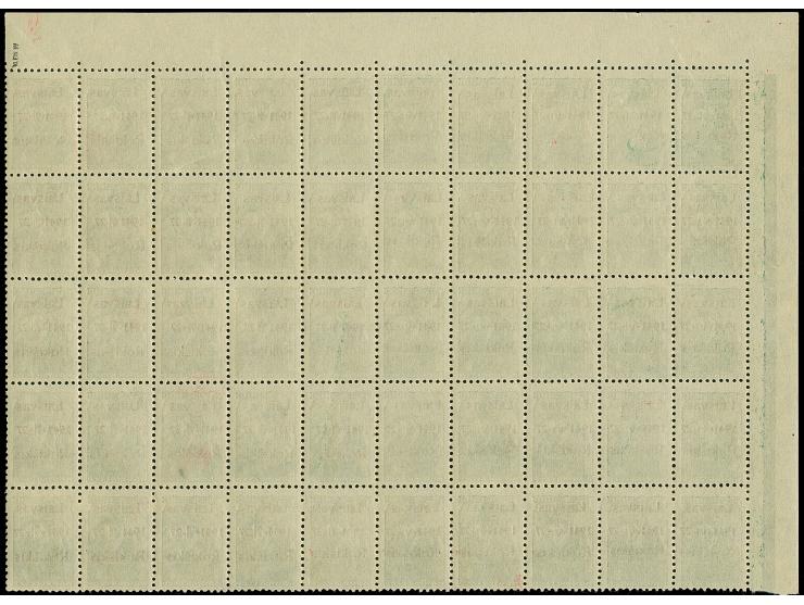 Aufdruck braunrot: 20 Kopeken, kompletter Bogen, oben mit komplettem Druckvermerk, postfrisch, tadellos