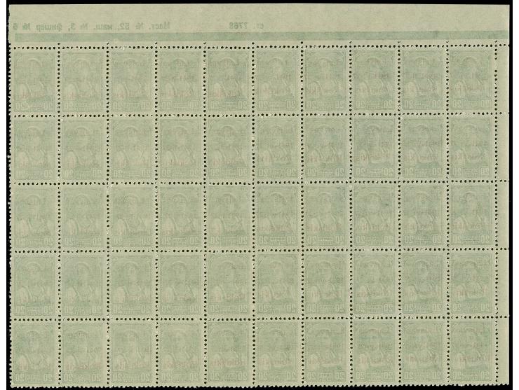 Aufdruck braunrot: 15 Kopeken, kompletter Bogen, postfrisch, tadellos, sign. Klein BPP