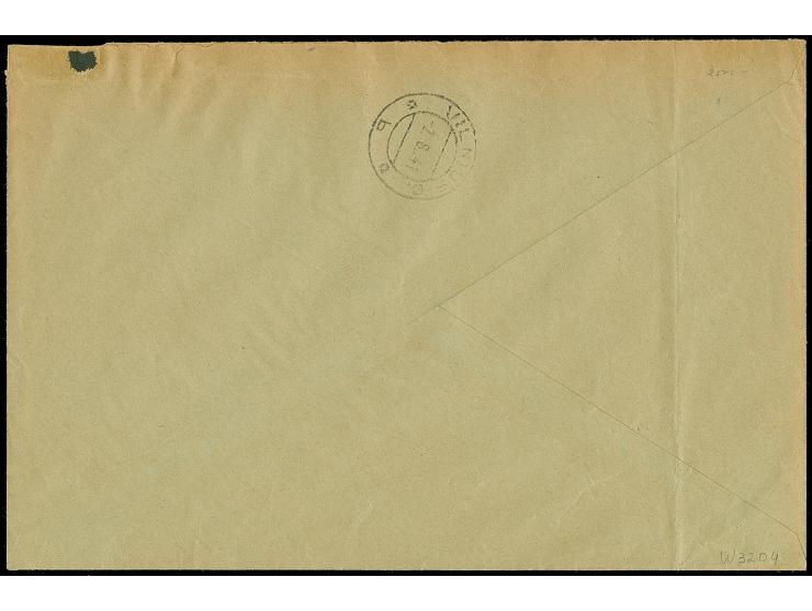 1941, Vilnius 5 Kopeken sowie waagerechtes Paar 20 Kopeken, sauber mit Stempel “VILNIUS -2.8.41” auf Orts-R-Brief an die Feld