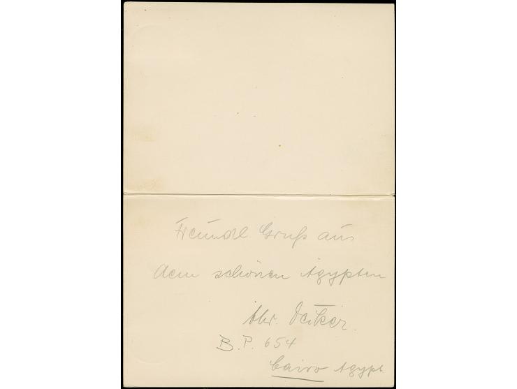 1931, Ägyptenfahrt: Doppelkarte Hin- und Rückfahrt, Bordpost 10.4. mit 1 Mk Rheinstein, die Rückfahrt als ägyptische Post mit