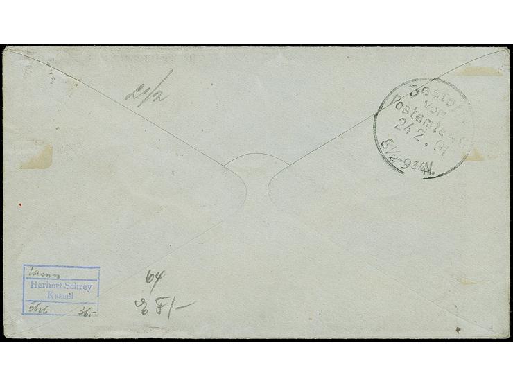 Umschlag 10 Pfg. mit sauber auf- und nebengesetztem "LAMU 3/2 91" als Drucksache nach Berlin, mit Ankunftsstempel.