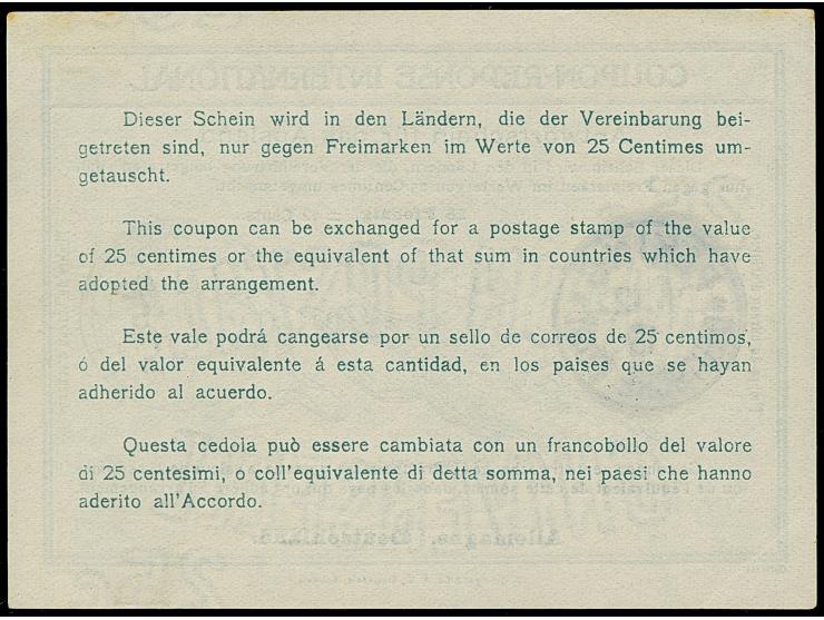 Kriegspost: 1915, Internationaler Antwortschein 25 Pfg. mit Stempel “PEKING DP 1.12.15” in guter Erhaltung