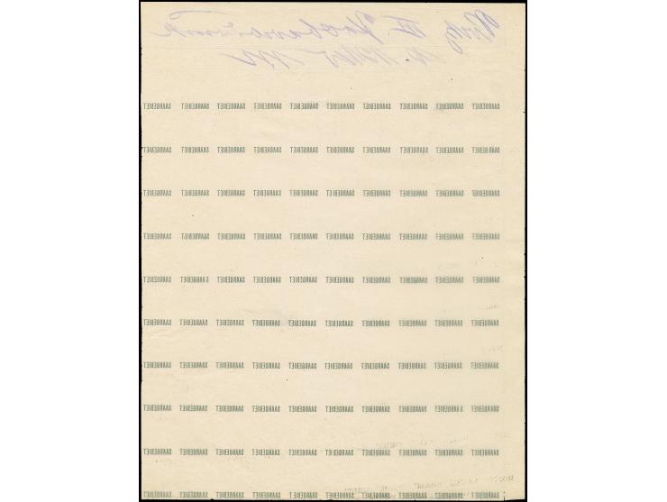 Kontrollabzug der Aufdruckplatte III auf dünnem Maschinenpapier, im Oberrand mit handschriftlicher Angabe “Satz III Probedruc