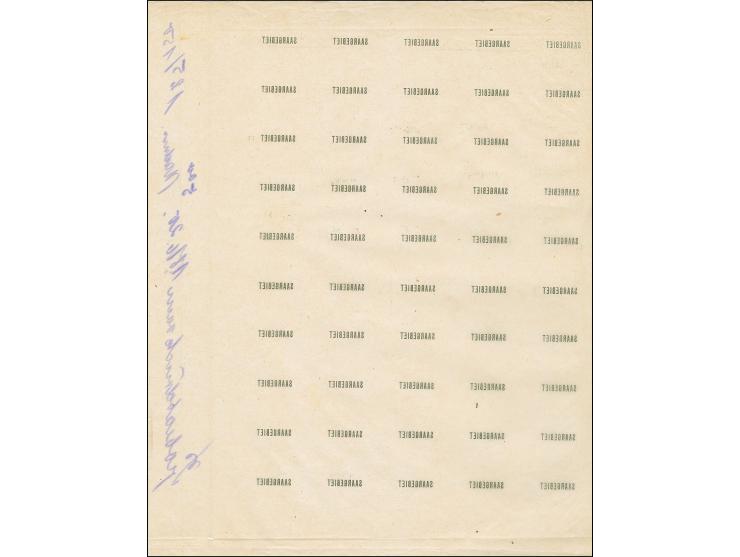 Kontrollabzug der Aufdruckplatte auf dünnem Maschinenpapier, im Bogenrand mit handschriftlicher Angabe “Probeabdruck vom 18/6