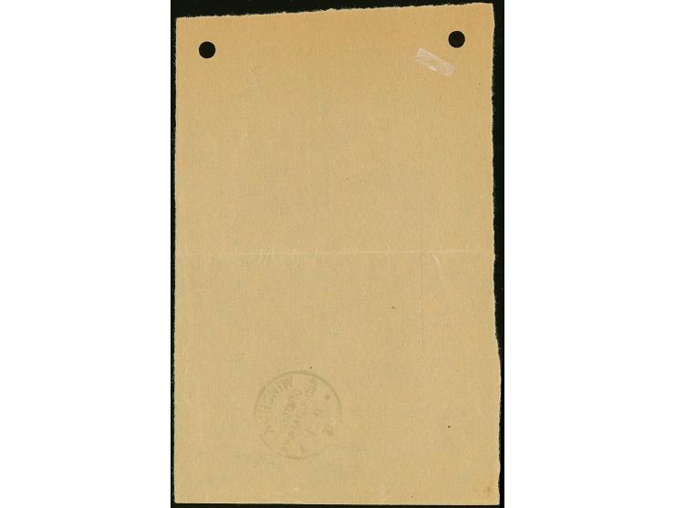 “WINDHUK DSWA *b 11.11.13” klar auf Posteinlieferungsschein für eine Postanweisung. Das Formular mit waagerechter Faltung und