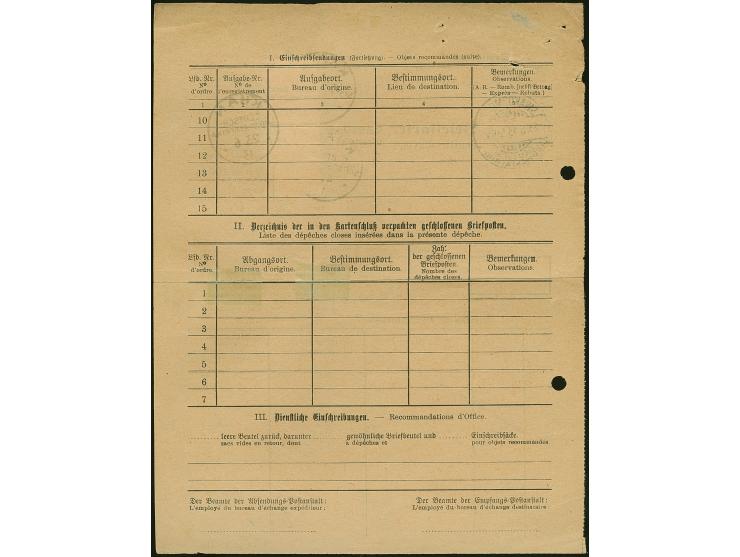 1901, Kaiseryacht 30 Pfg. im senkrechten Paar mit Stempel “KHAN DSWA 4.7.13” auf Briefkarten-Formular von “SWAKOPMUND DSWA 23