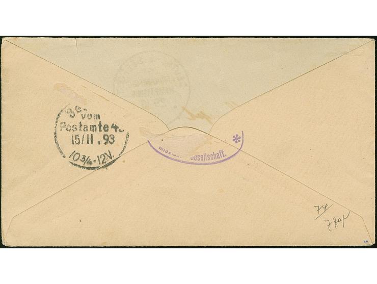 1893, "Nyassa-Expedition der Berliner Missions-Gesellschaft", ovaler violetter Stempel, klar abgeschlagen auf unfrankiertem B