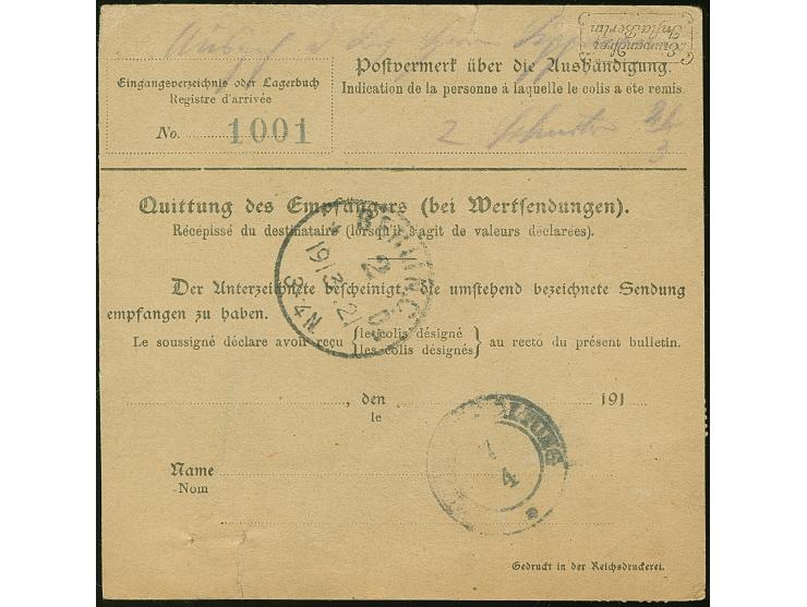1921, Kogge 2 Mark, zwei Einzelwerte, sauber mit Korkstempel auf Paketkarte mit nebengesetztem Aufgabestempel “DANZIG 16.3.21