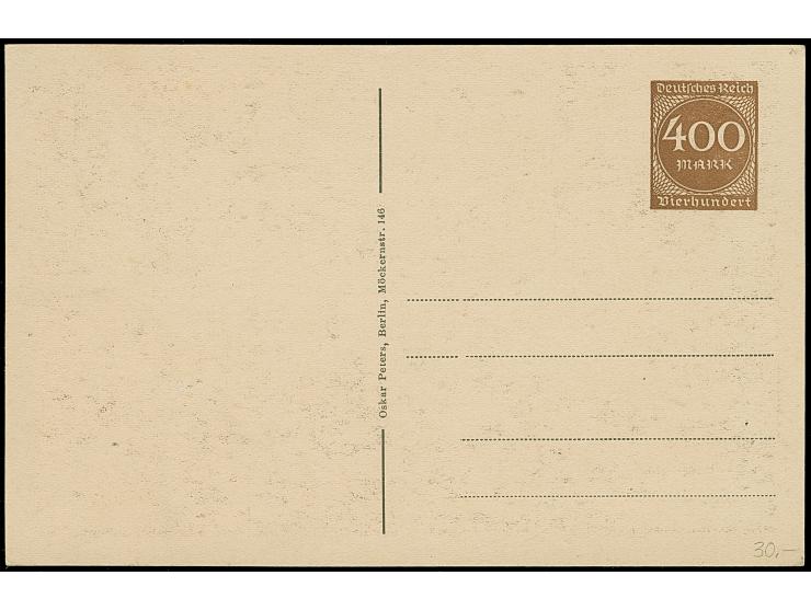 1923, Karte 400 M. “Eisenach, Erinnerung an den Lutherischen Weltkonvent” mit u.a. Porträtmedaillon von Luther, ungebraucht, 