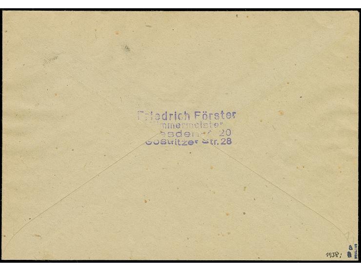 1948, Maschinenaufdruck 60 Pfg. karminrot mit Stempel “DRESDEN A20 3.1.49” auf um 4 Pfg. überfrankiertem Nachnahme-Ortsbrief,