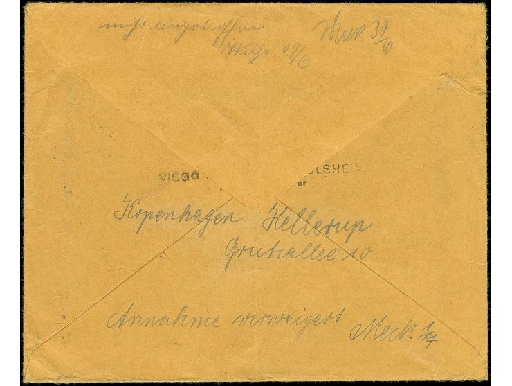 1932, 20 auf 100 Pfennig und 100 Pfennig, sauber mit Stempel “DANZIG 29.6.38” auf Brief aus Kopenhagen, mehrfache Zustellvers