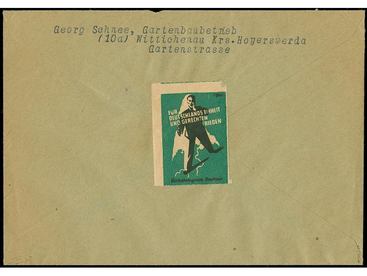 “14/Wittichenau” auf Arbeiter 12 Pfg. im senkrechten Paar und 60 Pfg. karminbraun je mit Stempel “WITTICHENAU 30.6.48” als ta