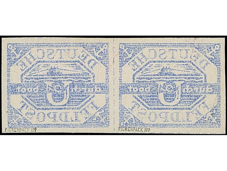 1945, U-Boot Hela dunkelultramarinblau, waagerechtes Paar, ohne Gummi wie verausgabt, tadellos, sign. Pickenpack sowie Fotoat