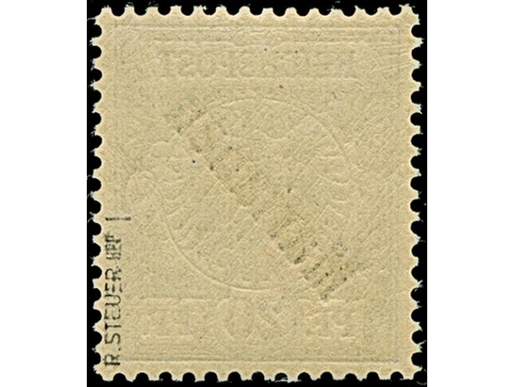 1899, Diagonalaufdruck 20 Pfg. violettultramarin, postfrisch, tadellos, sign. R. Steuer BPP