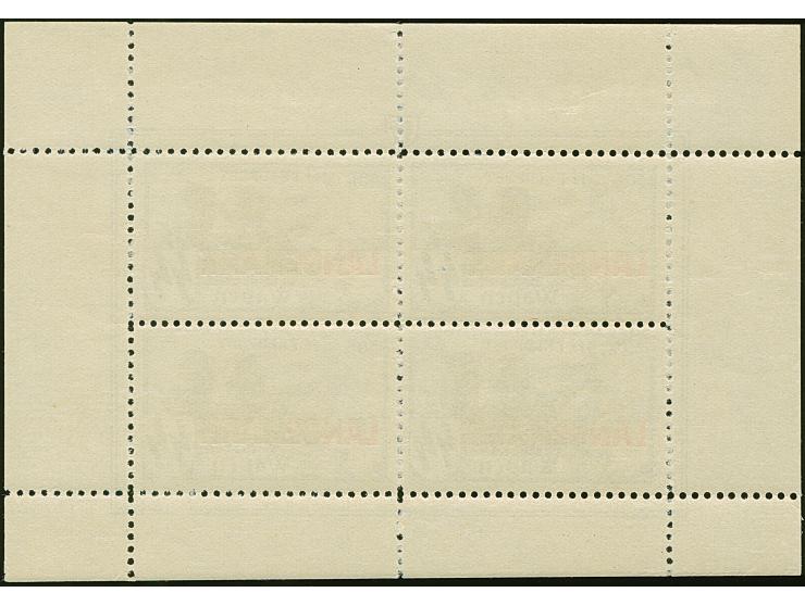 1944, Langemark 50 Fr., gezähnt im Kleinbogen mit vier Werten, postfrisch, einwandfrei