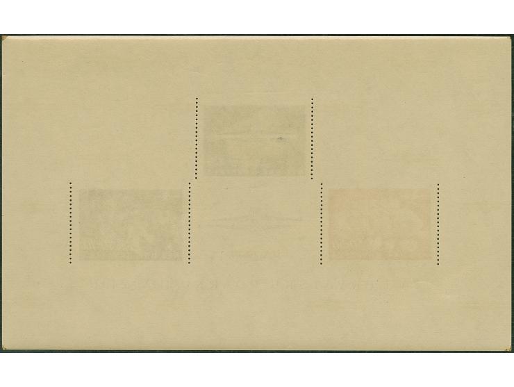 1945, Storm Division souvenir sheet proof (216x133mm), horizontal perforation missing, mint never hinged with very small gum 