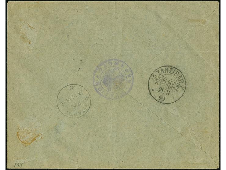 "ZANZIBAR 21/11 90", sauber als vorderseitiger Ankunftsstempel (zusätzlich rückseitig abgeschlagen) auf gefalteter, unfrankie